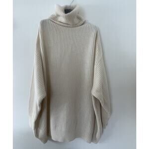 BRODIE Giant Oversized Cashmere Turtleneck Sweater Ivory Cream Size S/M